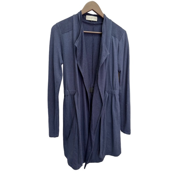 Rebecca King Deep Blue Suede Trench Cardigan Coat Size S - Picture 7 of 12
